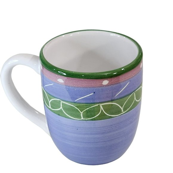 Vintage Pottery Barn Set‎ Of 2 Shabby Chic Hand Painted Ceramic Coffee Mug 14oz - Picture 11 of 16